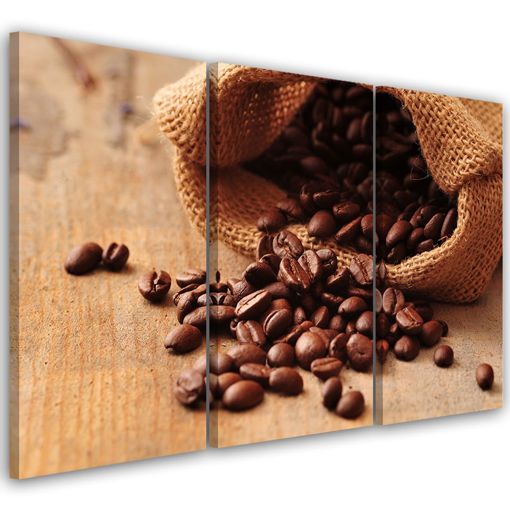 Triptychon auf leinwand essen & trinken - braun 150x100 cm Feeby braun wandbild bereit zum aufhängen