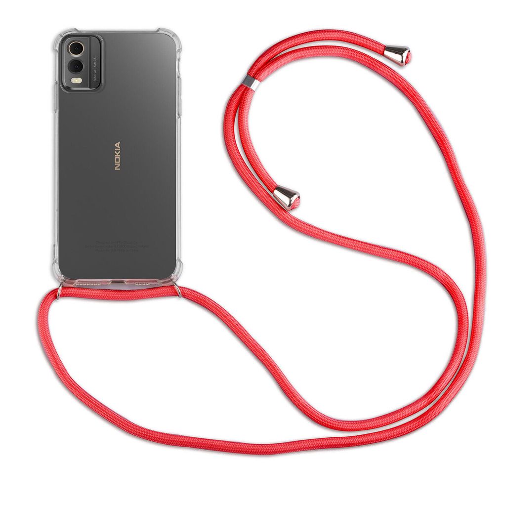 Handykette für Nokia C32 Handyhülle mit Band Umhängehülle mit Band Hülle Cover Rot