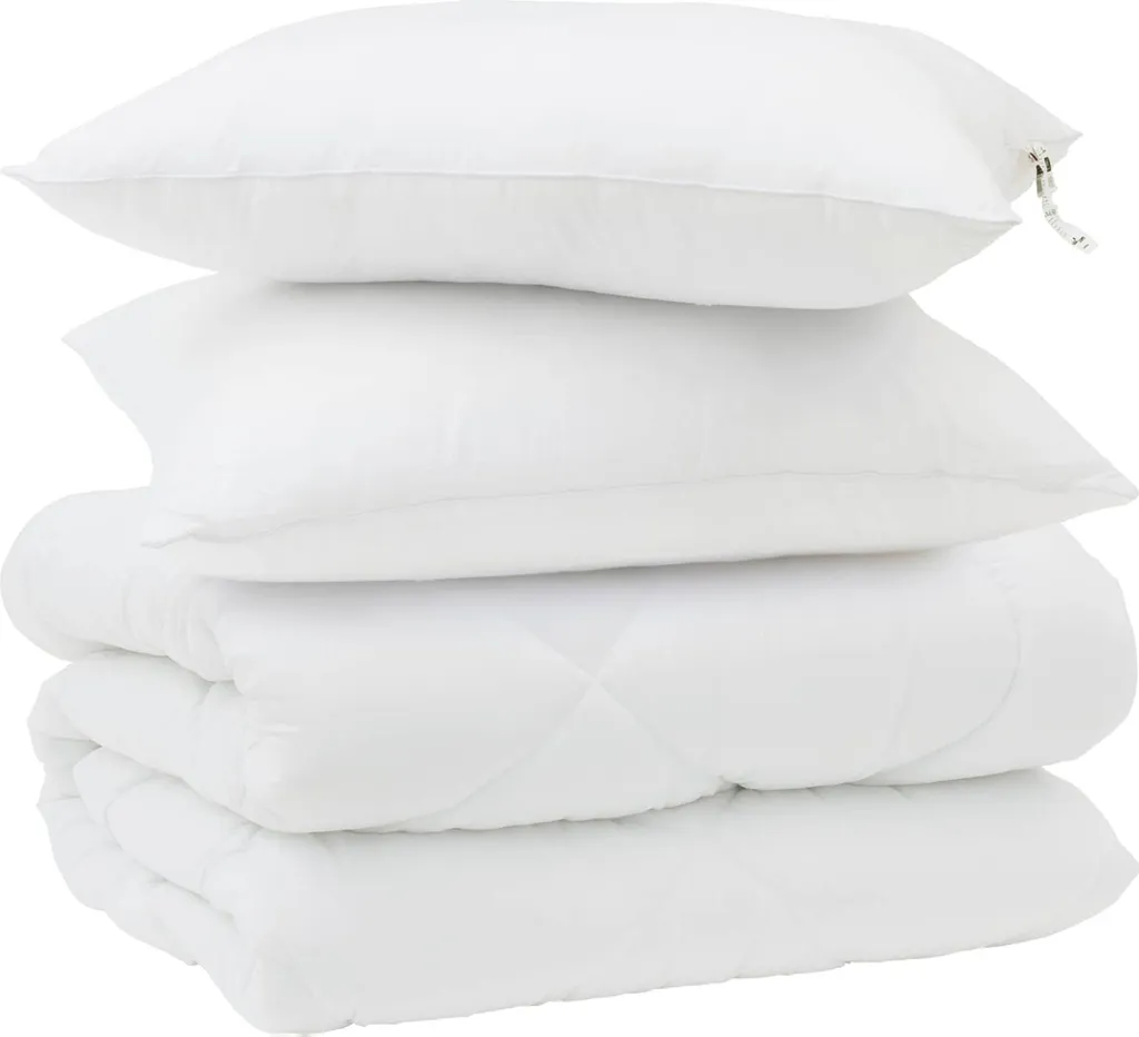 Set Letto Invernale vidaXL Microfibra Bianca: Piumone e 2 Cuscini