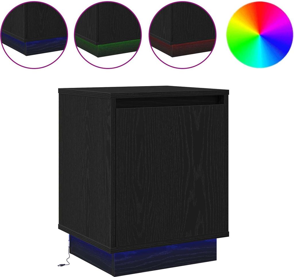 Nachttisch Schwarz Eichen-Optik 39 x 34,5 x 50 cm Holzwerkstoff