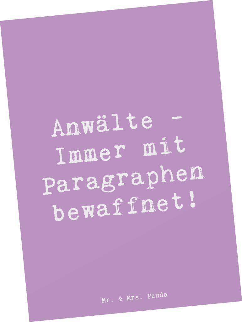 Mr. & Mrs. Panda Postkarte Spruch Anwalt Paragraphen - Produktbild 