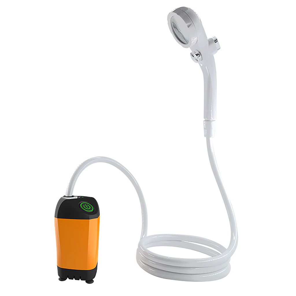 Campingdusche tragbar mit Pumpe 12V Aufbewahrungstasche 2m Schlauch Hundedusche Gartendusche Dusche, Intelligente Digitalanzeige 4800 mAh Akku