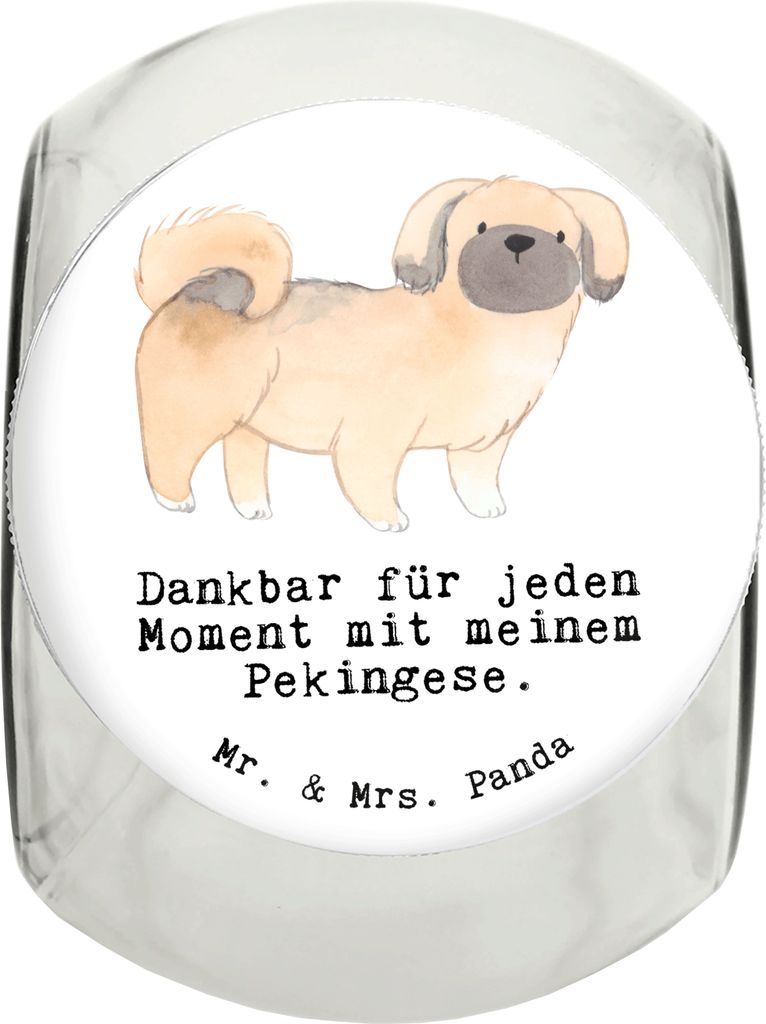 Mr. & Mrs. Panda Dose Pekingese Moment XL 2000ml - Weiß - Geschenk, Peking-Palasthund, Pekinese, glasbehälter, Bonbonglas, Keksdose, Vorratsbehä...