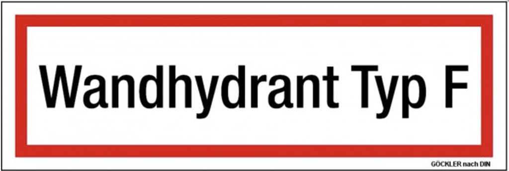 Schild Zusatzschild Wandhydrant Typ F Folie selbstklebend 15x5,2cm