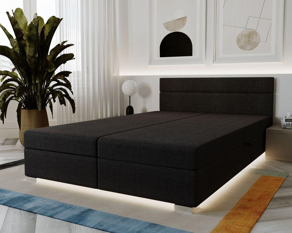 Doppelbett mit Polsterung 180x195 GITA 2 - schwarz