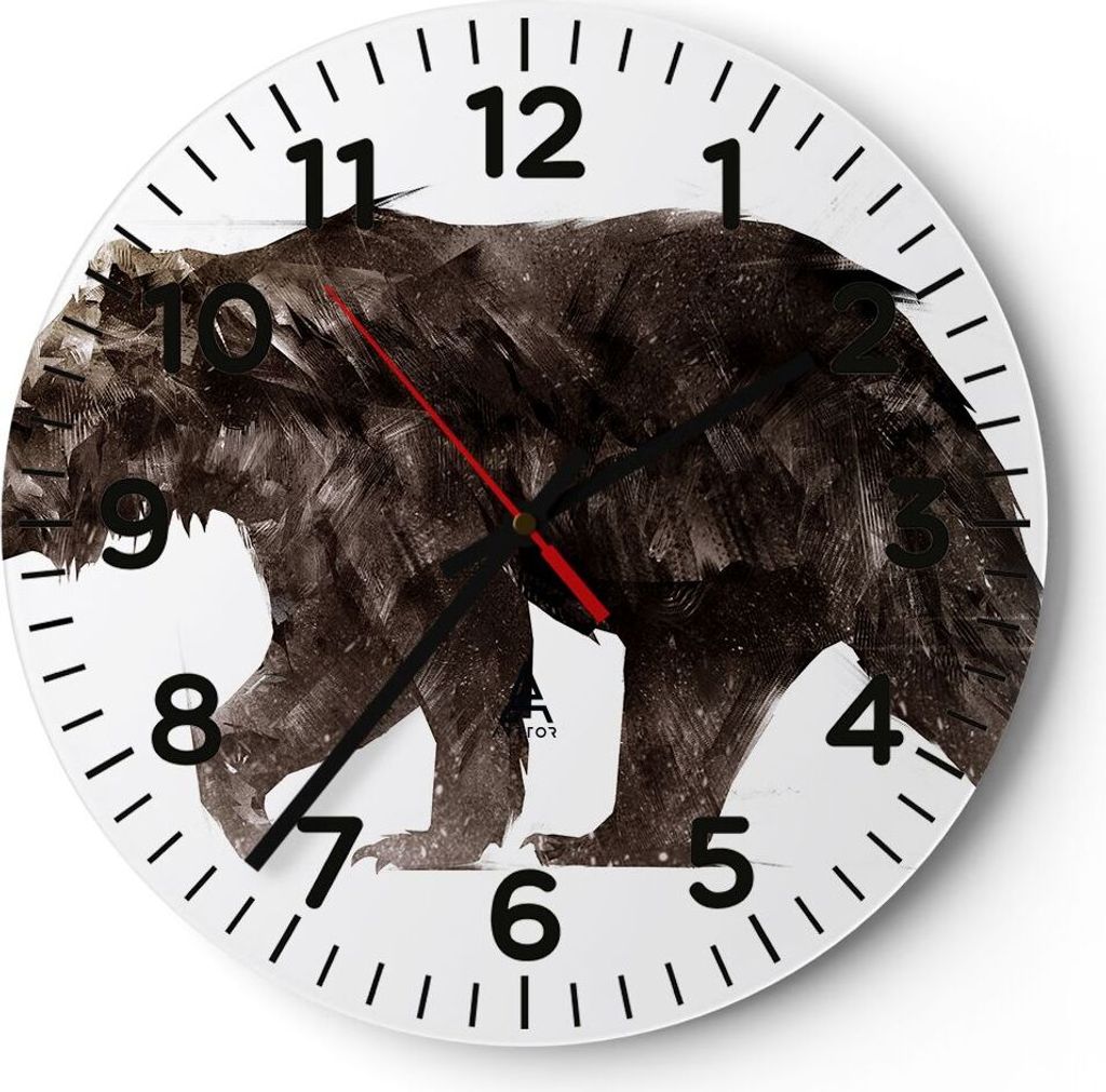 Wanduhr - Rund - Glasuhr - Tier Abstraktion - 30x30cm - Schleichendes Uhrwerk - Lautlos - zum Aufhängen bereit - Dekoration Modern - Wanddekoratio...