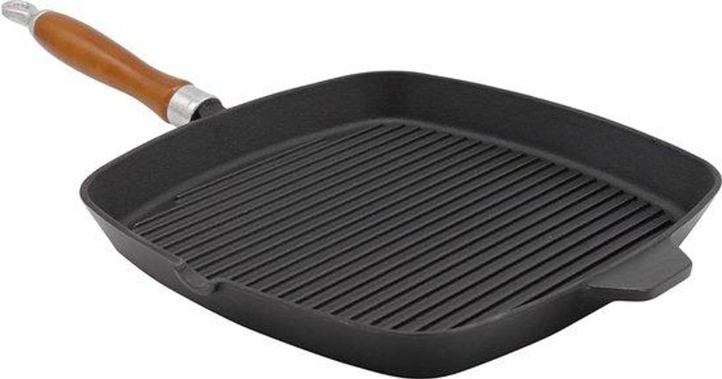 Gusseiserner Grillpan mit Reibungsboden 28 x 28 cm schwarz