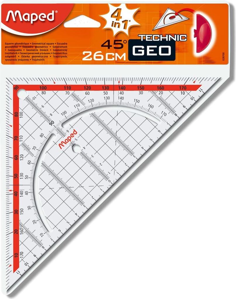 Maped M028700, 45° trójkąt, 2,6 cm, 2,6 cm, 2,6 cm, 10 szt. Zdjęcie produktu 