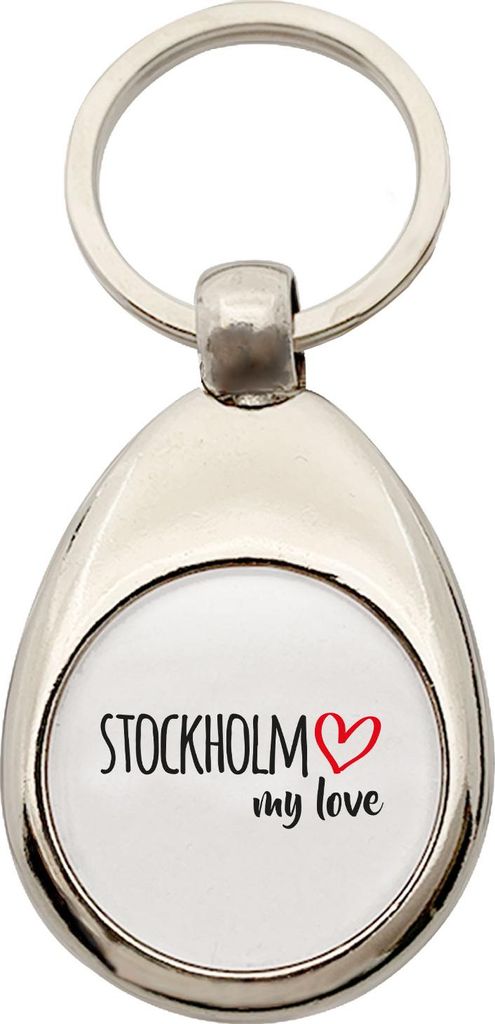 Huuraa Schlüsselanhänger Stockholm my love Metall Schlüsselring Einkaufswagenchip Geschenkidee