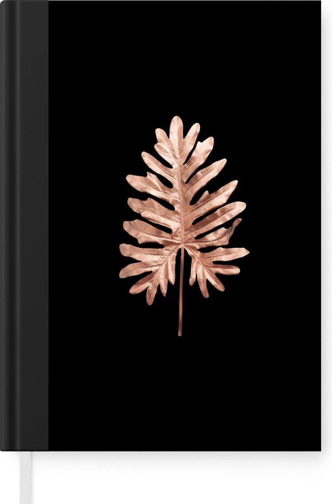 MuchoWow Notizbuch Tagebuch Haushaltsbuch Notebook A5 Roségold - Blatt - Schwarz - Notizblock - Notizheft - Notebook - Schreibblock - Papier