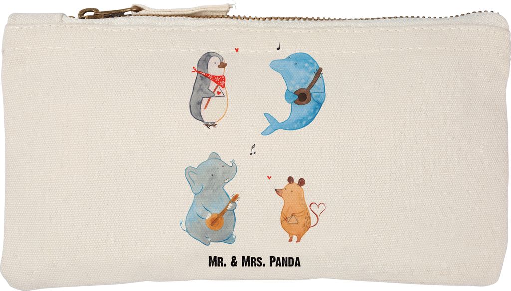 Mr. & Mrs. Panda Schlampermäppchen Big Band Größe S Klein - Weiß - Geschenk, Stifteetui, kosmetiktäschchen, Pouch, Elefant, Pinguin, Musik, Ku...