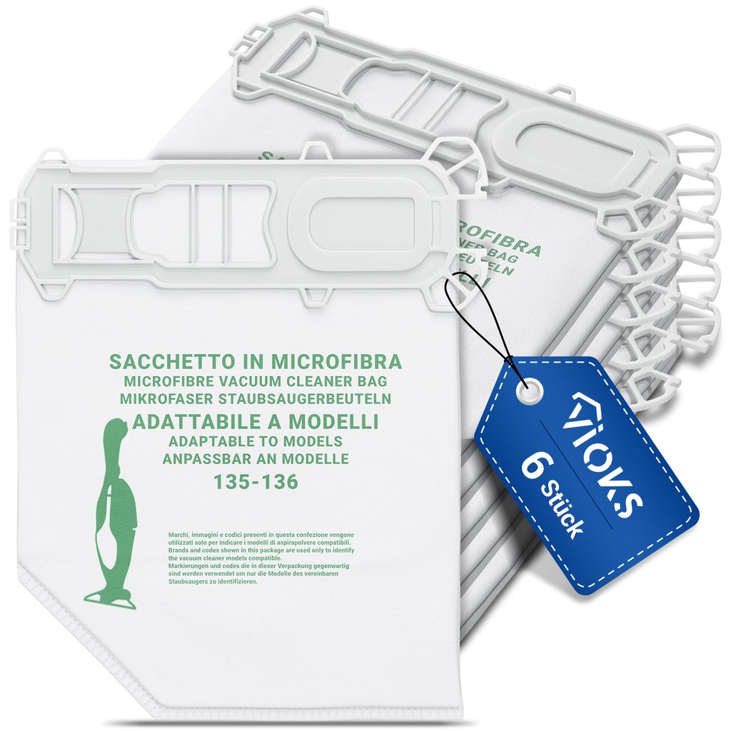 Staubsaugertüten 6x Staubsaugerbeutel aus Microvlies für Produktbild 