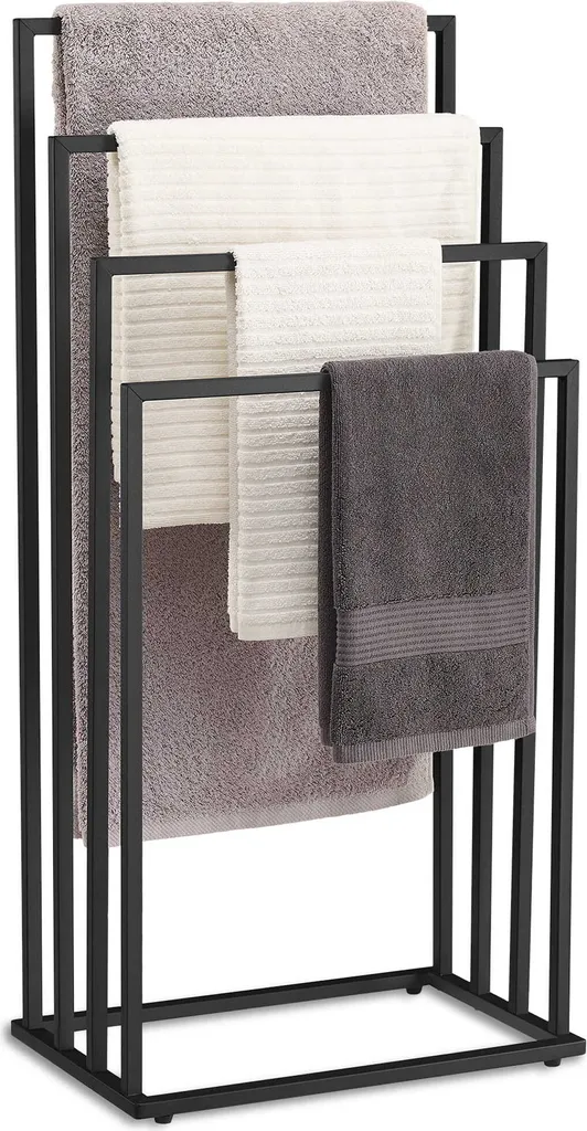 Valora Portasciugamani Moderno Nero | 4 Barre Design Parete Minimal