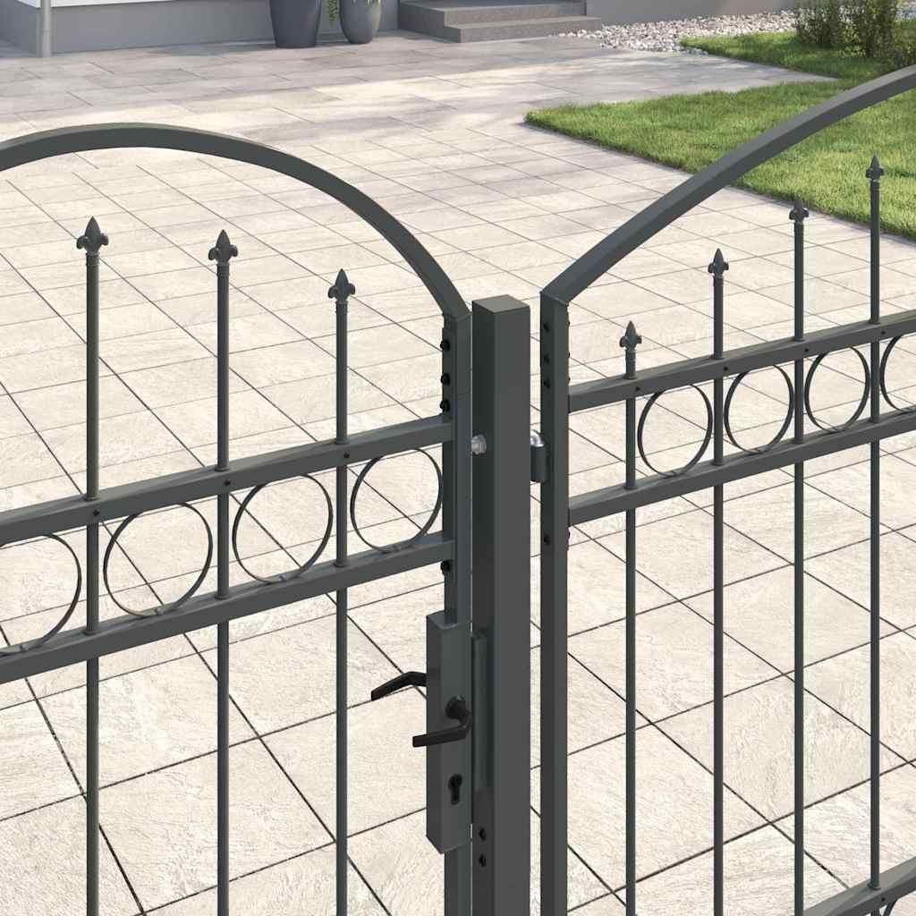 (Design 2026) Gartentor mit gewölbtem Oberteil Grau 500 x 100cm Stahl - HOMMIE 347693 - Gartentore
