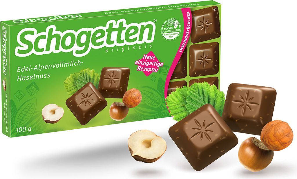Schogetten Edel lait entier des Alpes noisettes avec Image du produit 