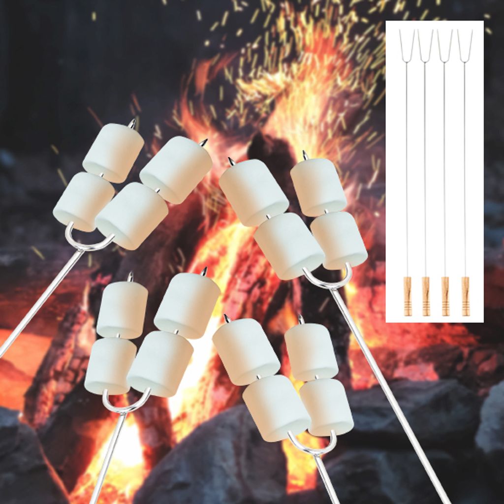 Grillspieße 4er Set aus Edelstahl und Hartholz, ca. 75 cm Produktbild 
