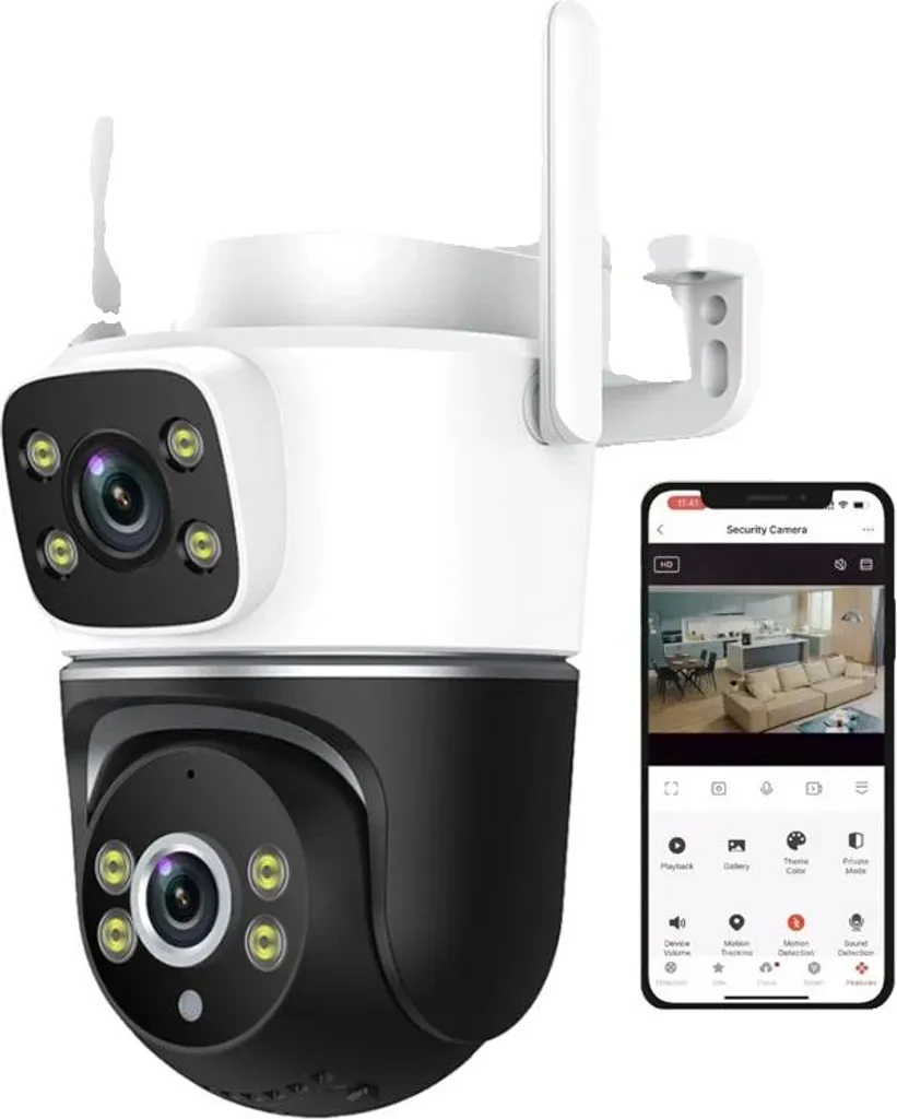 Caméra de sécurité WiFi double objectif avec suivi automatique intelligent