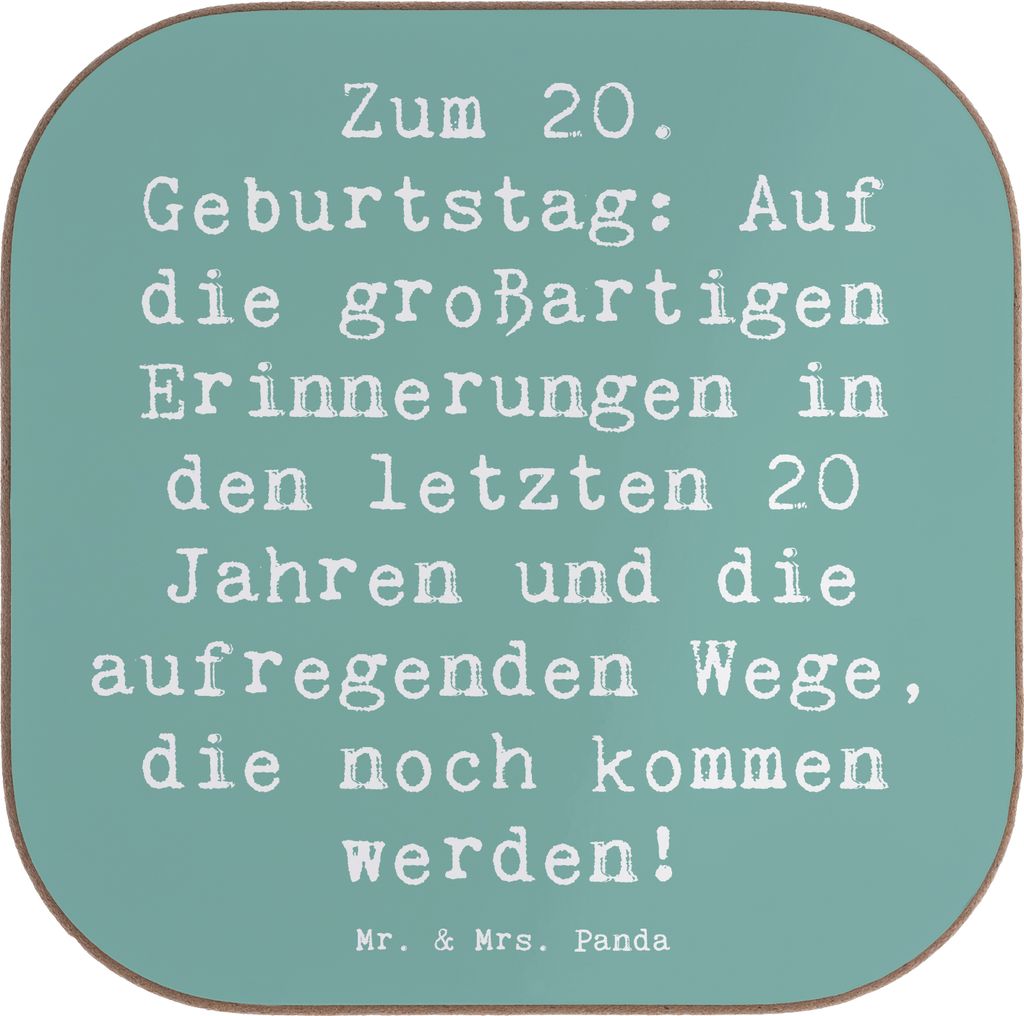 Mr. & Mrs. Panda Untersetzer Glas Spruch 20. Geburtstag - Meeresbrise - Geschenk, liebevoll, Tassen, unvergesslich, Familie, Coaster, Holzuntersetz...