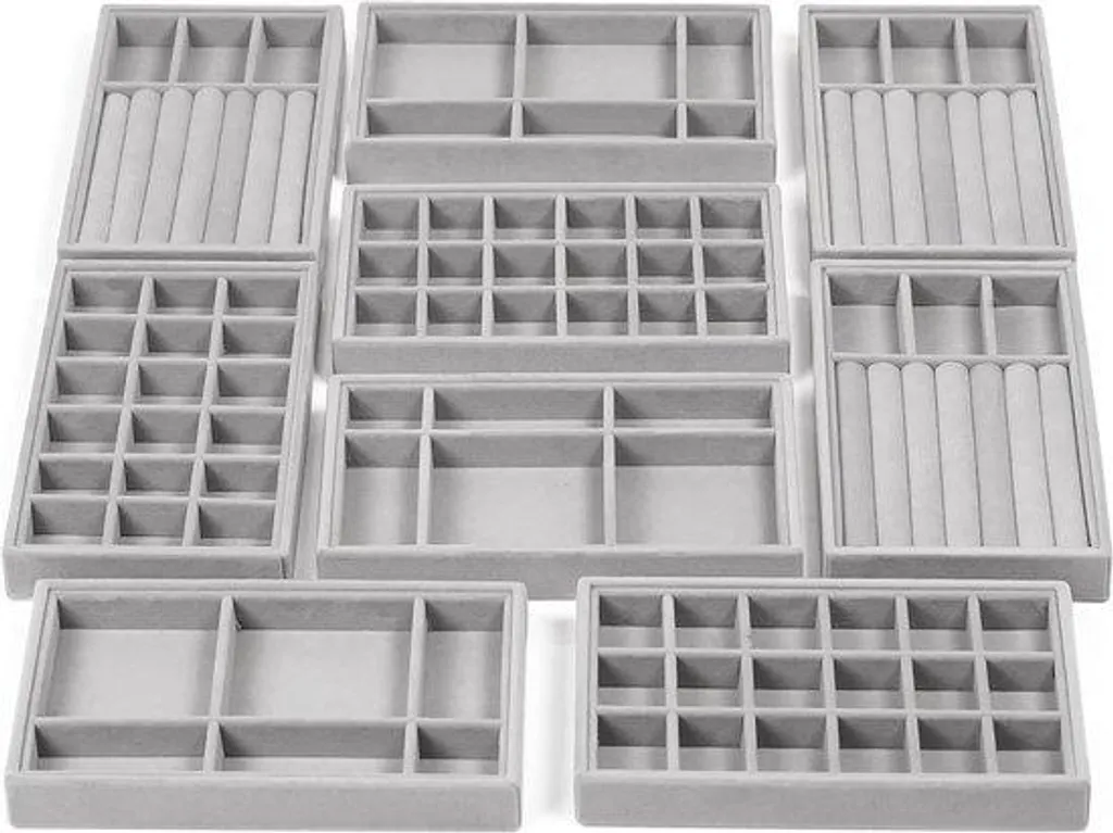 Rangement bijoux gris contre les rayures - Vitrine empilable 12,3 cm