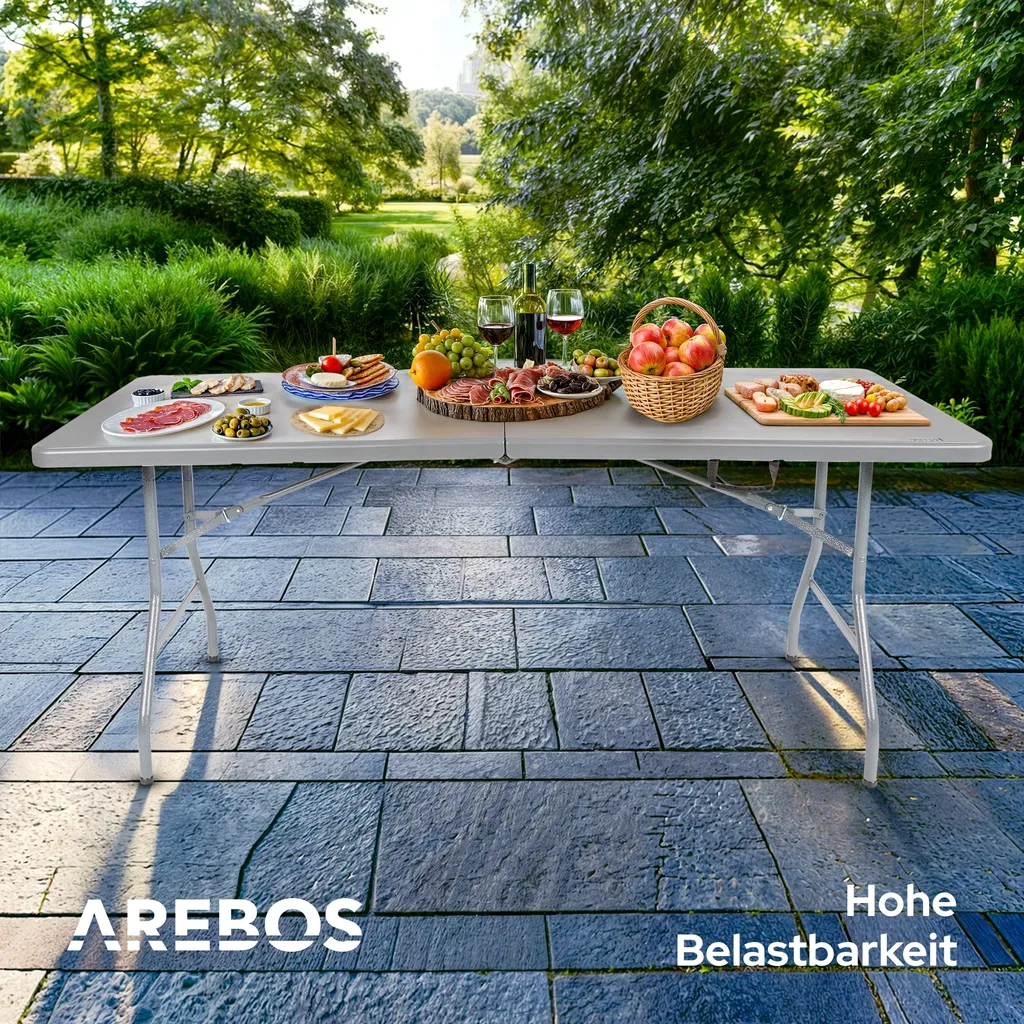 Table de jardin pliante 182 cm anthracite pour buffet et réception 8 pers - 7