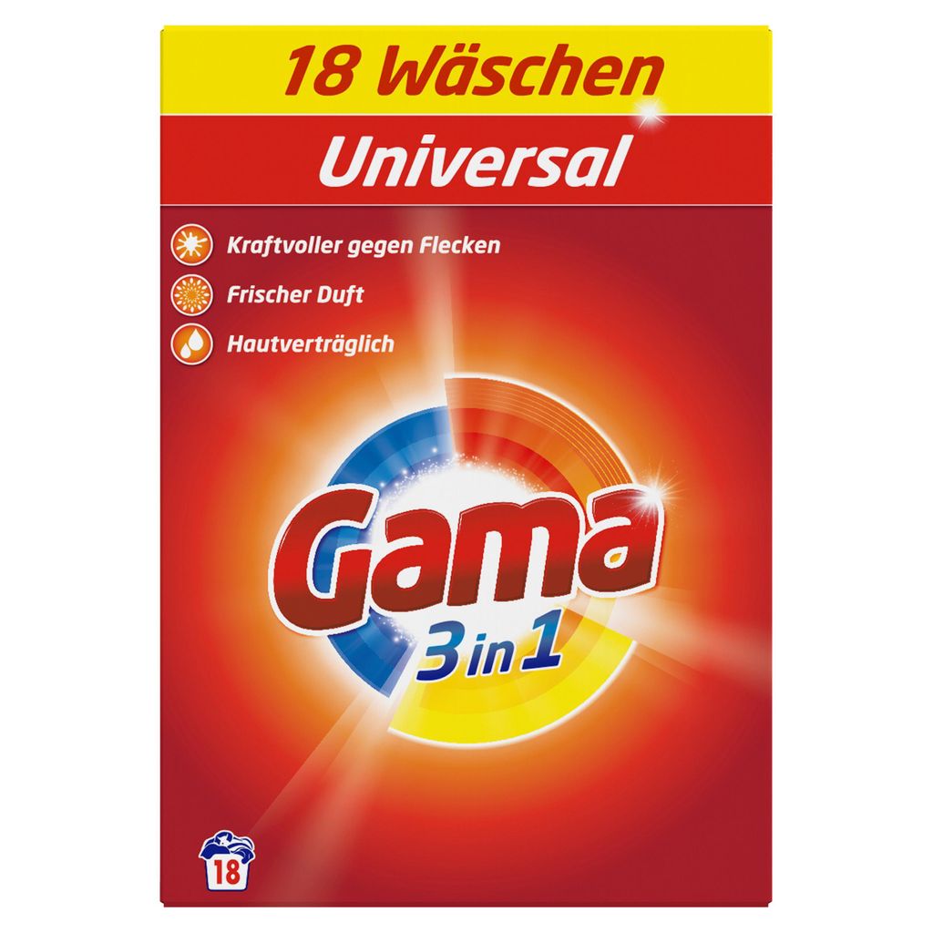 Gama Waschpulver Universal 3in1 für 18 WL Waschmittel 1,08kg (1er Pack)