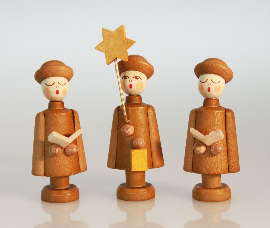 Holzfiguren 3 Kurrendefiguren natur Höhe 4cm NEU