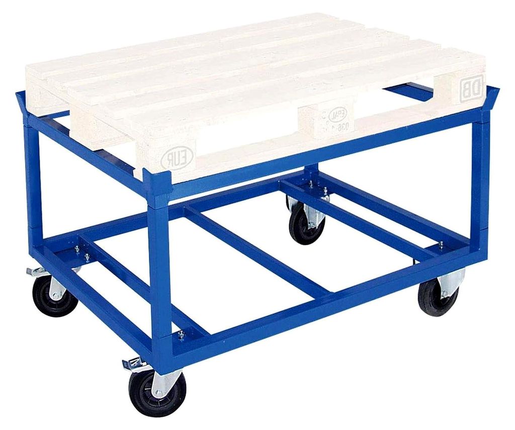 Palettenroller/Rollrahmen für Paletten, hohe Ausführung, LxBxH 1220x820x775 mm, Tragkraft 500 kg, blau