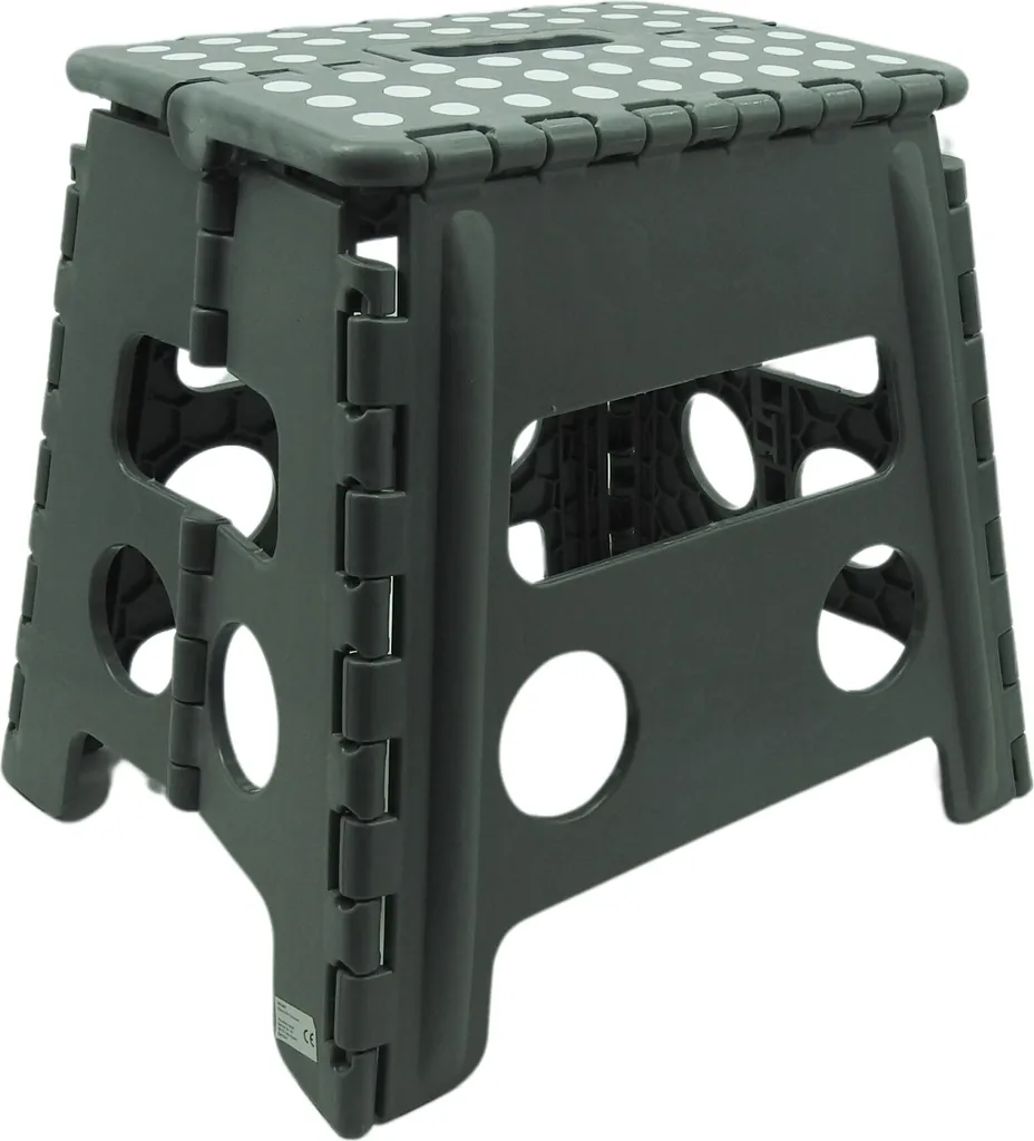 Sgabello Pieghevole Relaxdays L 120kg Grigio | Gradino Portatile Casa