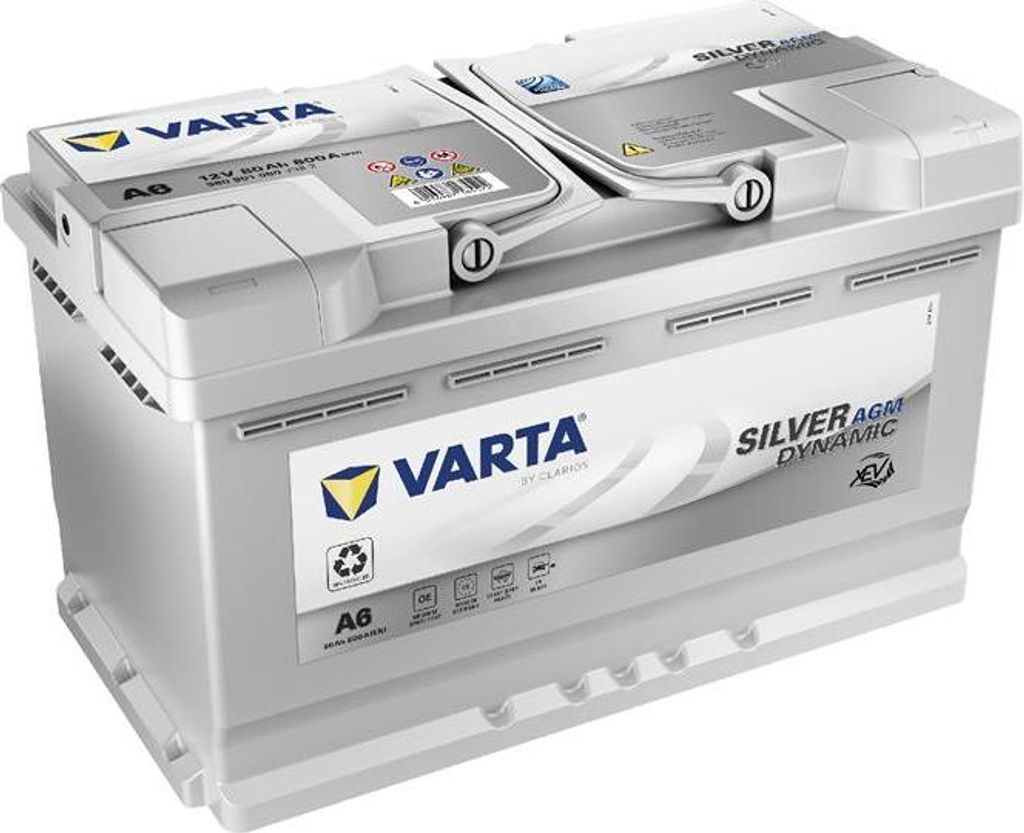 A Varta car battery is shown against a white background.