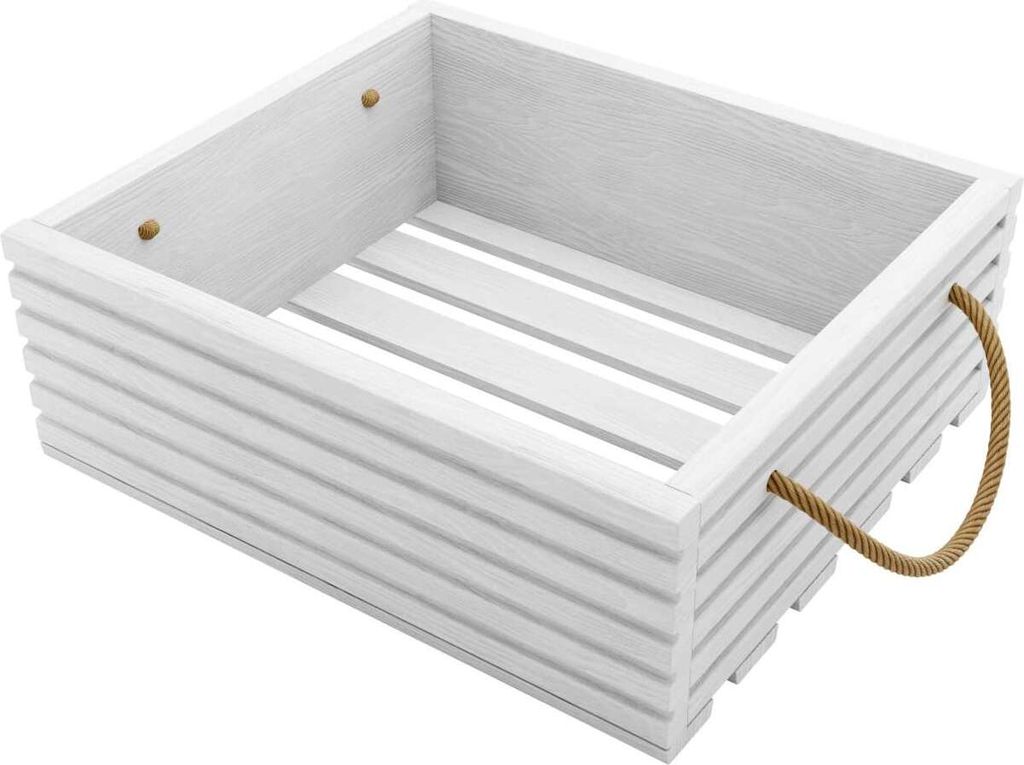 BOGATECO Holzkiste Natur | 40 cm x 35 cm x 14,5 cm | Holzbox | Deko Holzkisten | Obstkiste | Gemüsekiste | Holzkiste zur Aufbewahrung | Kiste | White