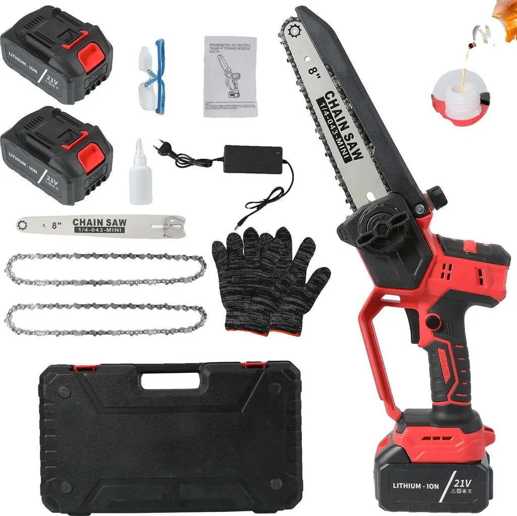 Tronçonneuse moteur Brushless design ergonomique noir avec 2X batterie 4Ah