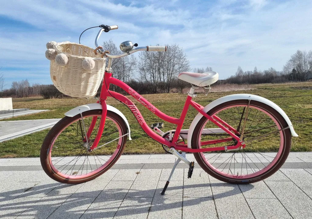 WikliBOX Panier de vélo en osier écru Dumpy grand format avec pompons