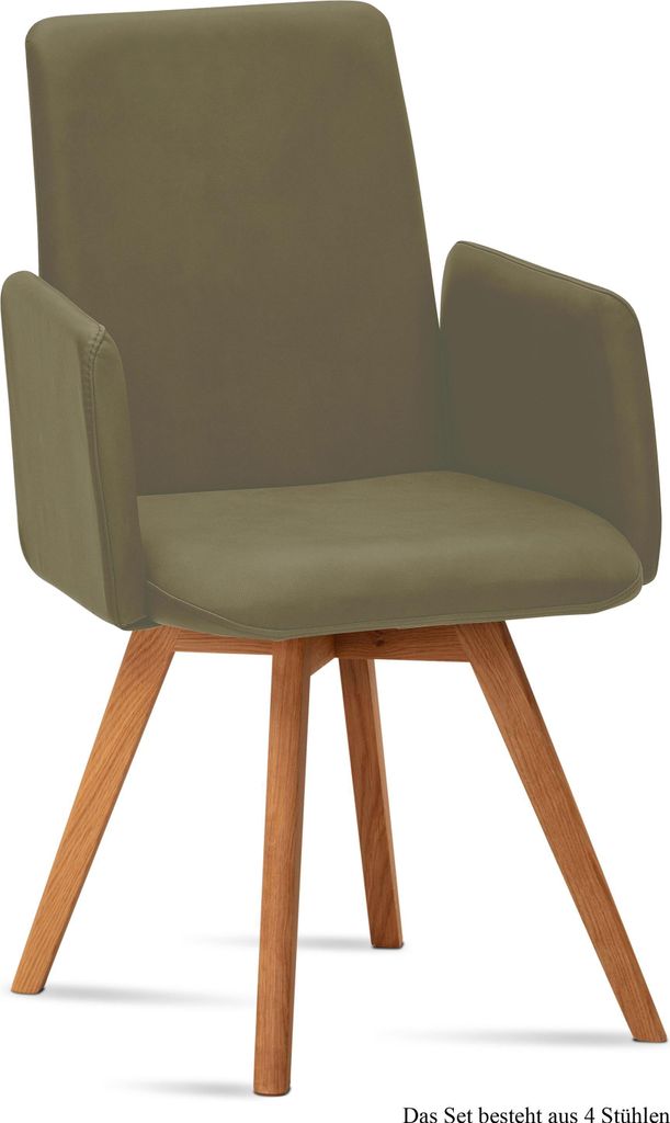 Armlehnstuhl (4er-Set) Dilys 52x92x60 Eiche geölt/Olivgrün