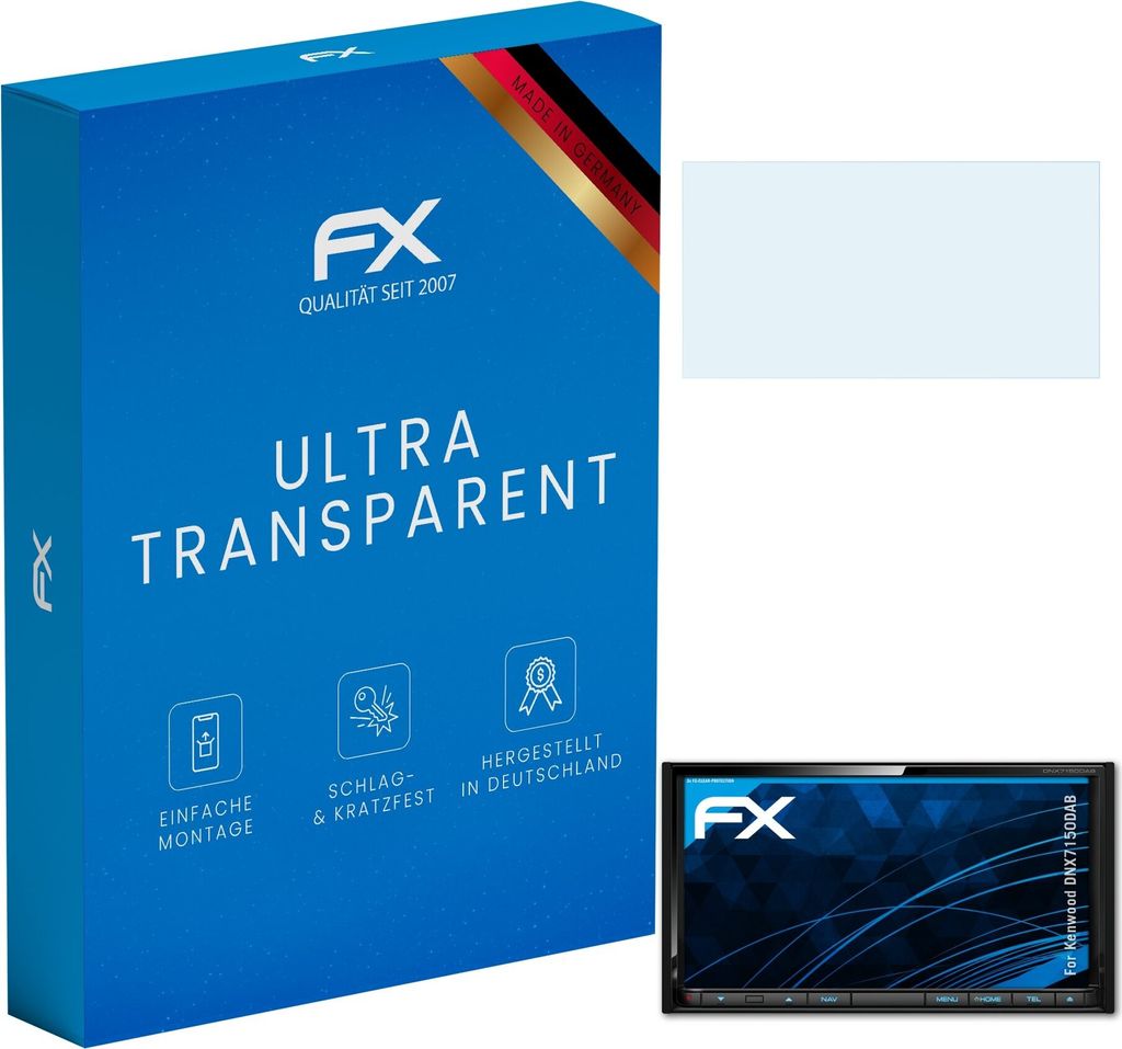 atFoliX FX-Clear 3x Schutzfolie kompatibel mit Kenwood DNX7150DAB Displayschutzfolie