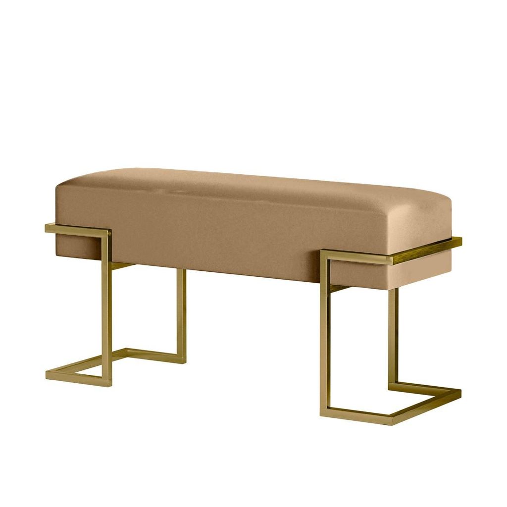 BETTSO CELY 100 Glamour Bank in dunklem Beige auf einem goldenen Rahmen