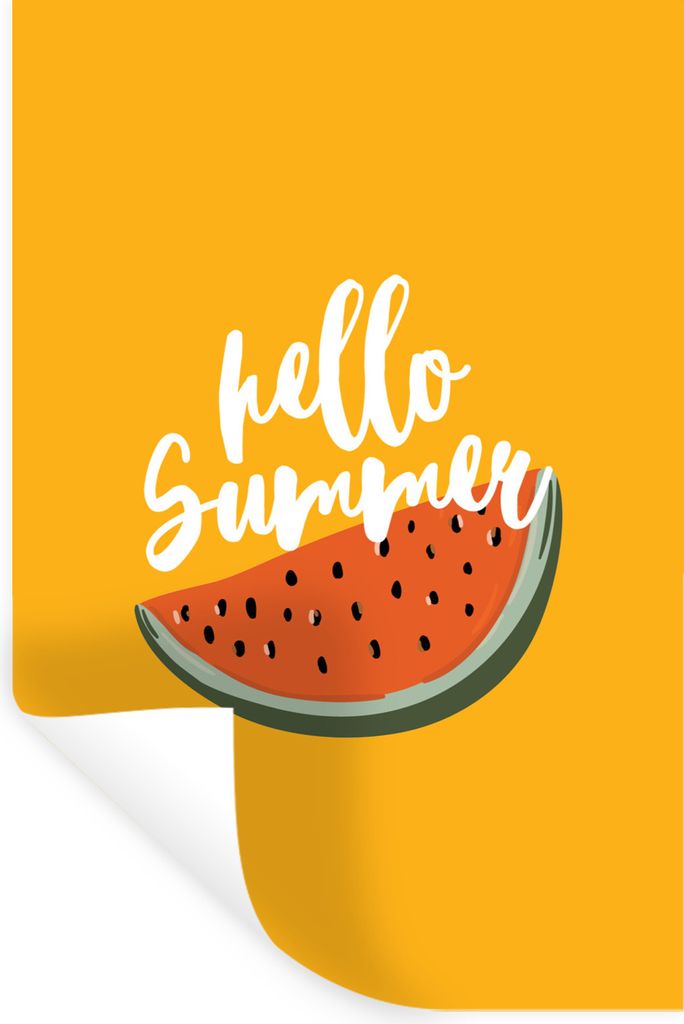 MuchoWow Wandtattoo Wandsticker Wandaufkleber Wassermelone - Sommer - Weiß 40x60 cm Selbstklebend und Repositionierbar - Wierderverwendbar - Sel...