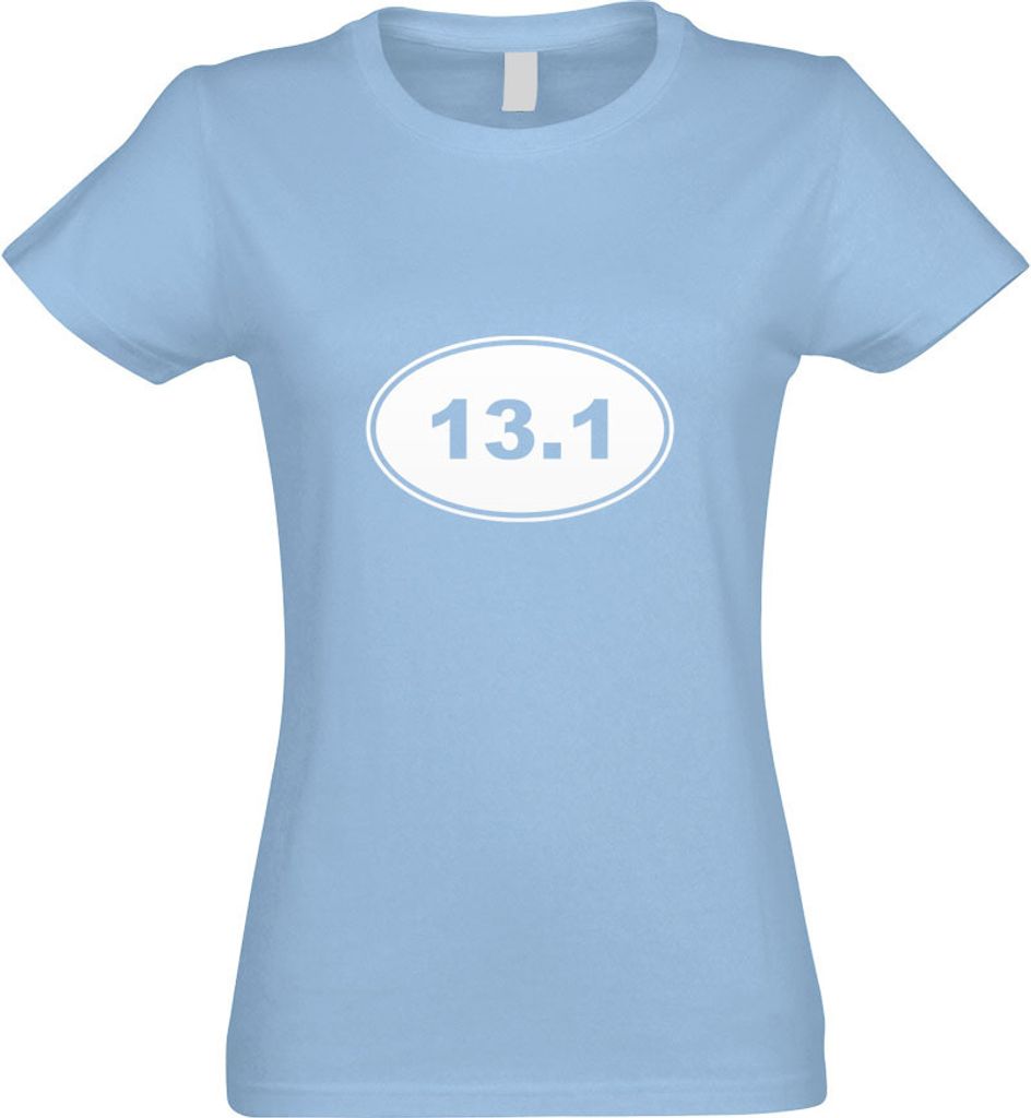 Kiwistar - T-Shirt tailliert - Damen - himmelblau - 13.1 Run - mit Motiv Bedruckt - Funshirt Design - Sport - Freizeit - Damen - M
