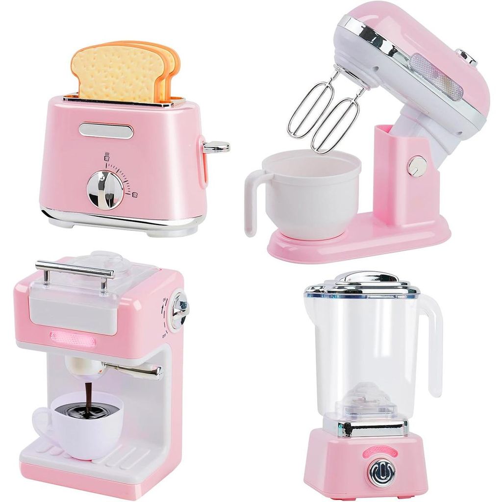 Kinderküchen-Spielset für 4–8 Jahre ,mit Kaffeemaschine, Mixer, Schneebesen und Toaster, realistische Licht- und Soundeffekte