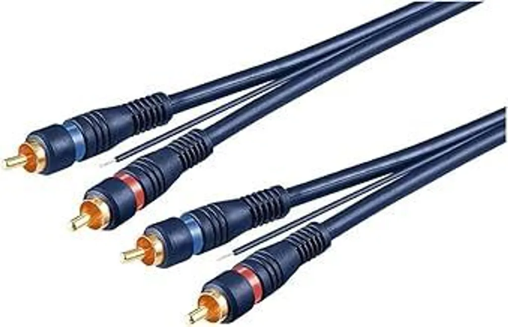 Goobay 50175 Cavo RCA per auto 5 m / 2 connettori RCA maschio su 2 connettori RCA maschio Cavo stereo / RCA / Cavo subwoofer per amplificatore Blu Ray HiFi Stereo / Cavo RCA 5 m / Blu