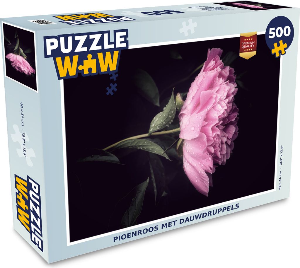 MuchoWow Puzzle 500 Teile Pfingstrose mit Tautropfen - 500 Teile - Kinder - Selberbauen - Puzzlespiele