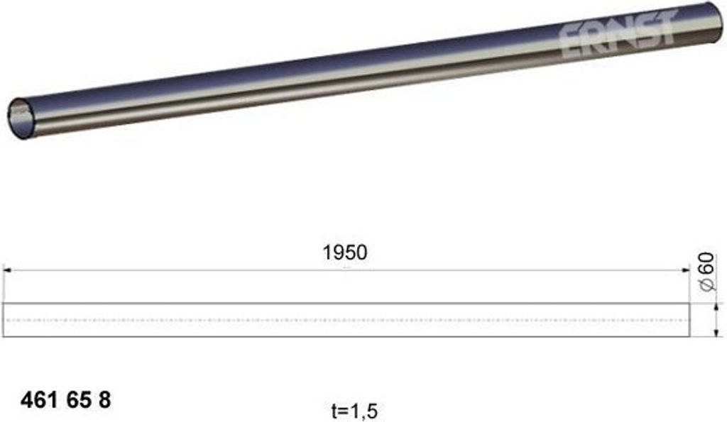 ERNST Auspuffrohr Universal 461658 1,5mm 60mm 1950mm