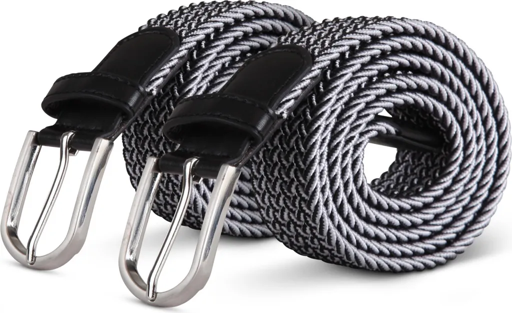 cintura elastica hemmy ( confezione da 2 ) 125cm "white & black" cintura intrecciata molte varianti - cintura in tessuto elastico cintura elastica senza fori unisex