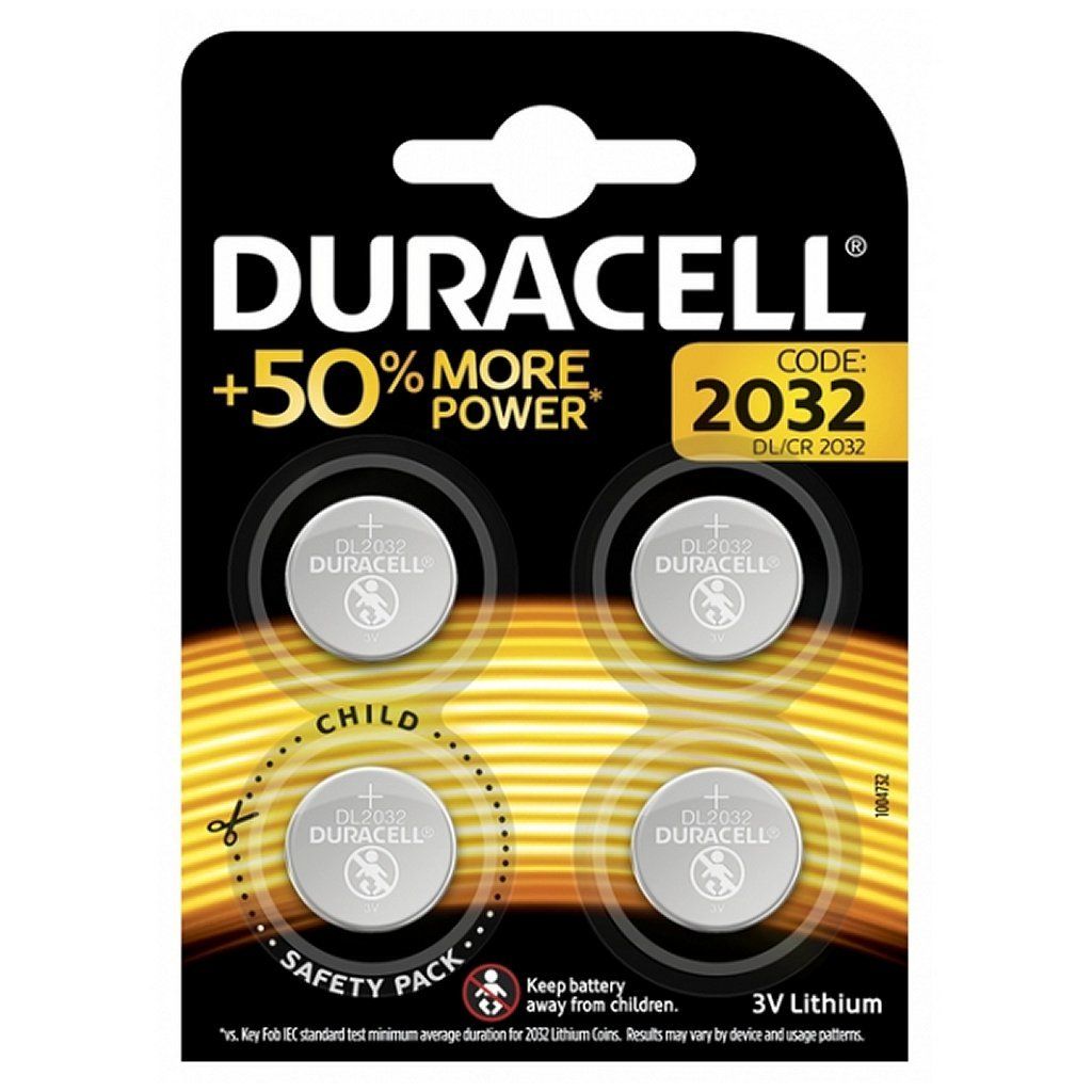 5x Duracell 2032 Lithium 3V Knopfzelle 4er Blister CR2032 DL2032