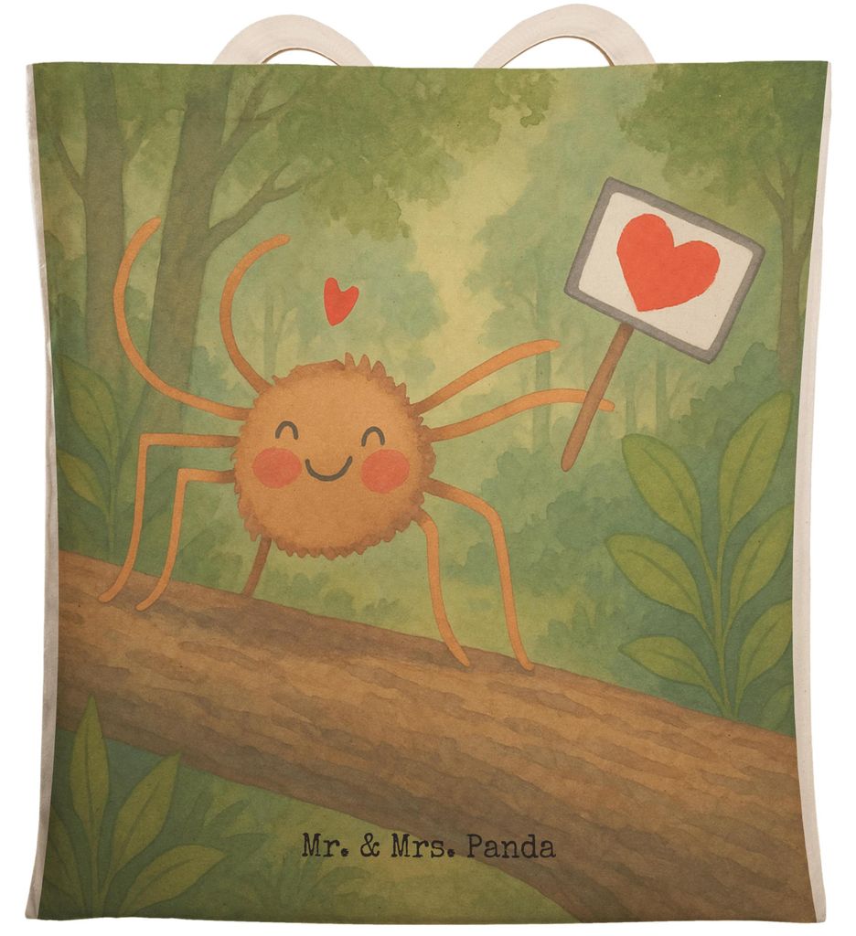 Mr. & Mrs. Panda Tote Bag Spinne Agathe Motivation Design - Weiß - Geschenk, Dankeschön, Tasche, Einkaufstasche, Stofftragetasche, Glück, Beutel...