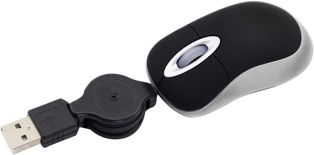 Mini Kabelgebundene Maus mit einziehbarem 70cm USB-Kabel, 1600 DPI Optische Reisemaus, kompakt für Kinderhände, Laptop & PC, Plug & Play für Win...