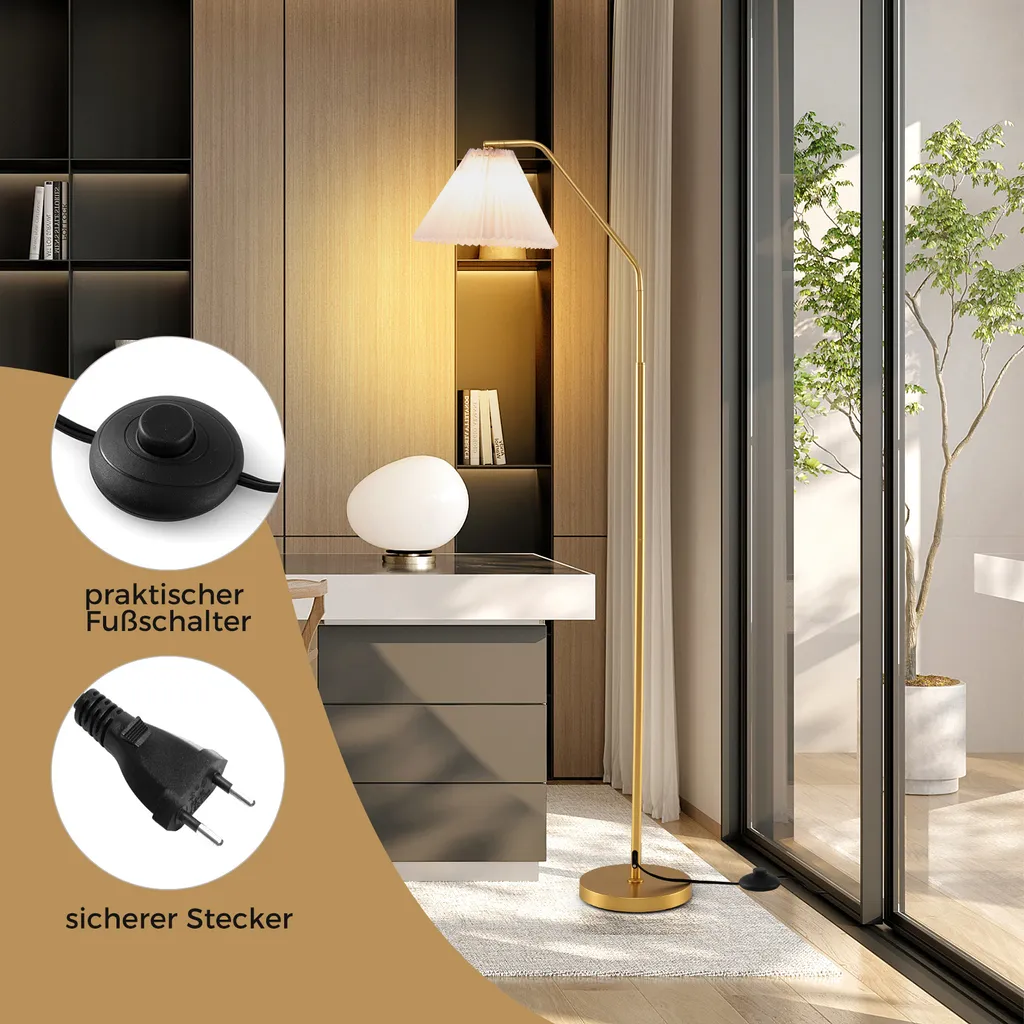 Lampe de Lecture sur Pied Dorée - Lampadaire à Arc Design avec E27 - 5