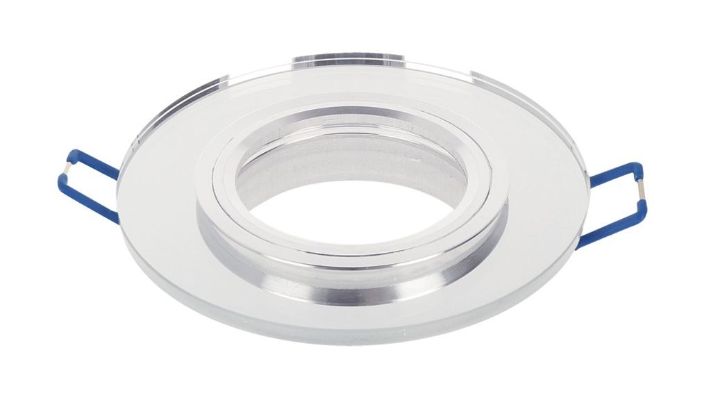 Einbaustrahler GU10 Einbaurahmen Glas Ultra Flach (10mm) Einbauleuchte Ø75mm Bohrloch inkl. GU10 Fassung für LED Leuchtmittel Silber Rund