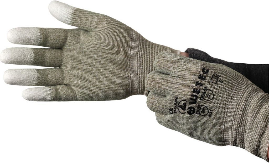 Handschuhe, Polyurethanbeschichtete Fingerkuppen, ESD, XL, Kupferfaden (Pack à 10 Stück)