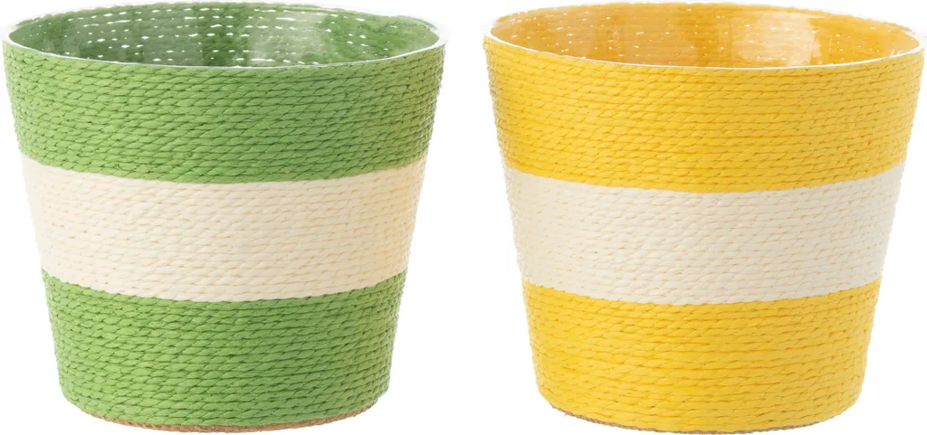 Décoration Intérieure : Set de 2 Cache-pots J-Line en Cordes de Papier