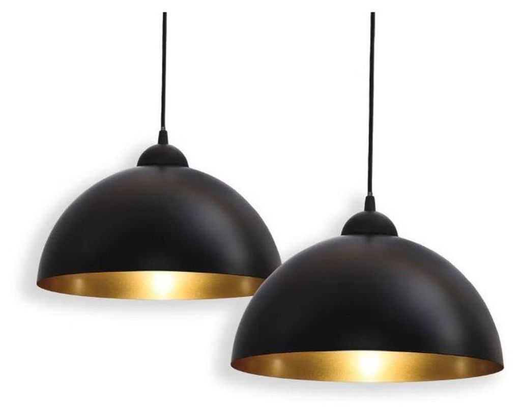 B.K.Licht Pendelleuchten 2er Set Schwarz Gold Ø30cm E27 Produktbild 